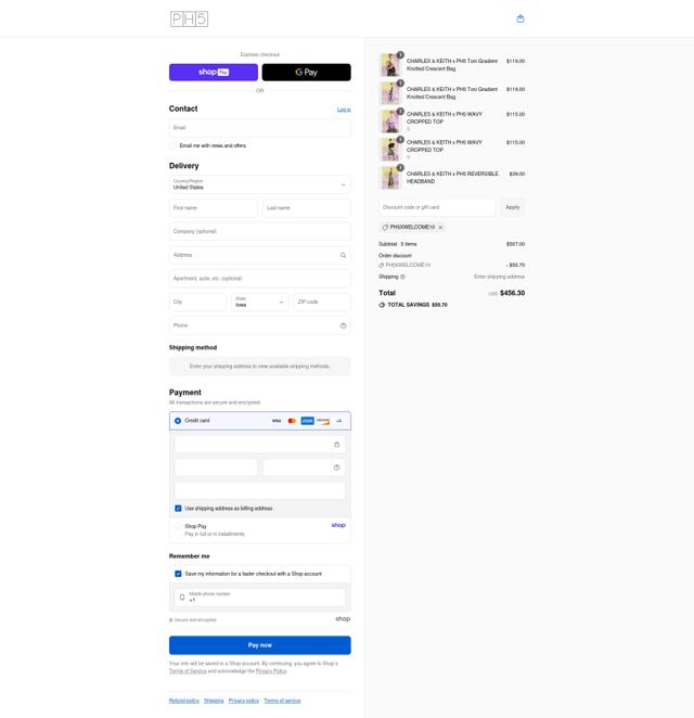 PH5 checkout page showing PH5 discount code box | Screenshot taken by SimplyCodes community member on Aug 16, 2025