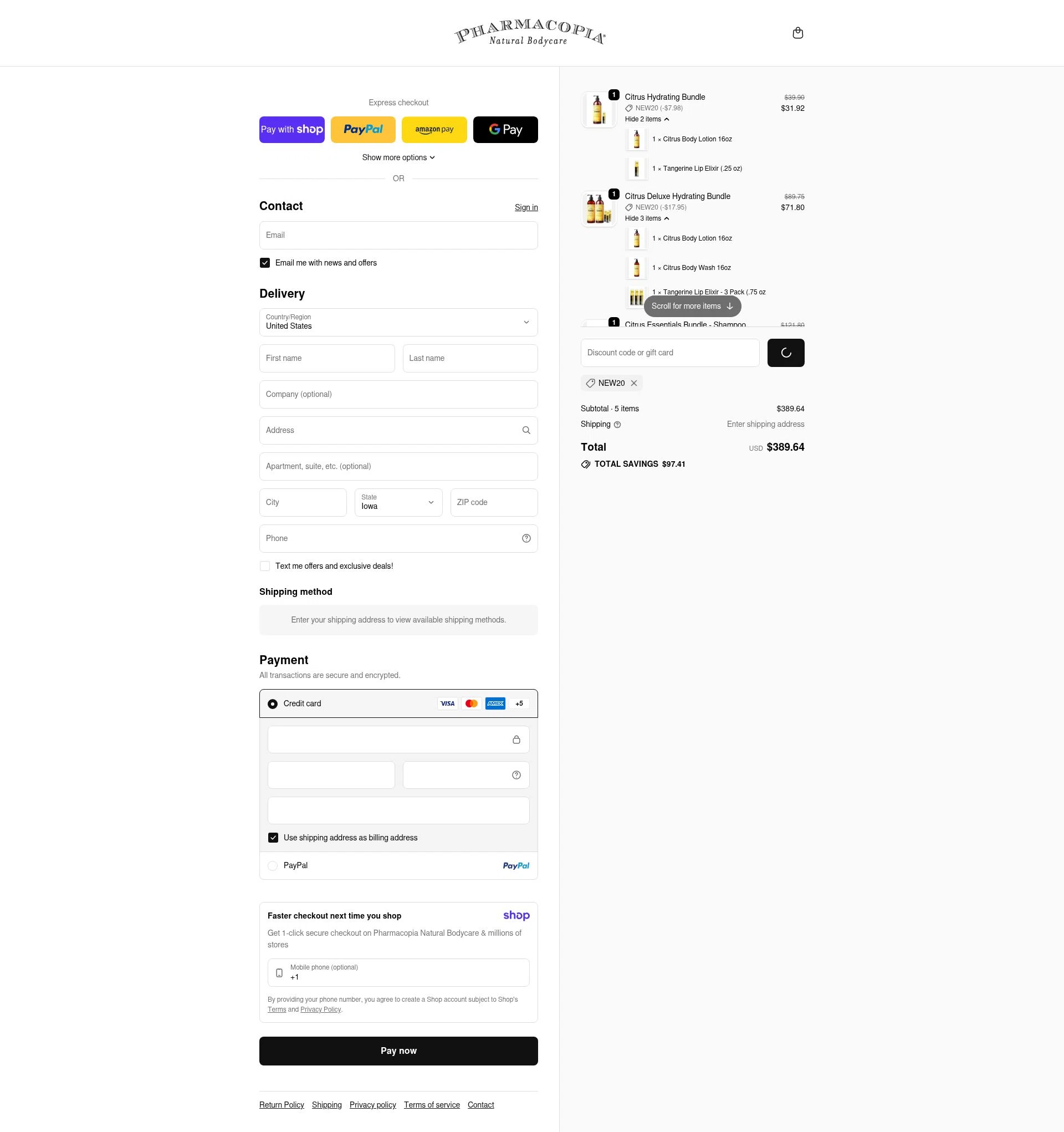 Pharmacopia checkout page showing Pharmacopia promo code box | Screenshot taken by SimplyCodes community member on Jan 7, 2026