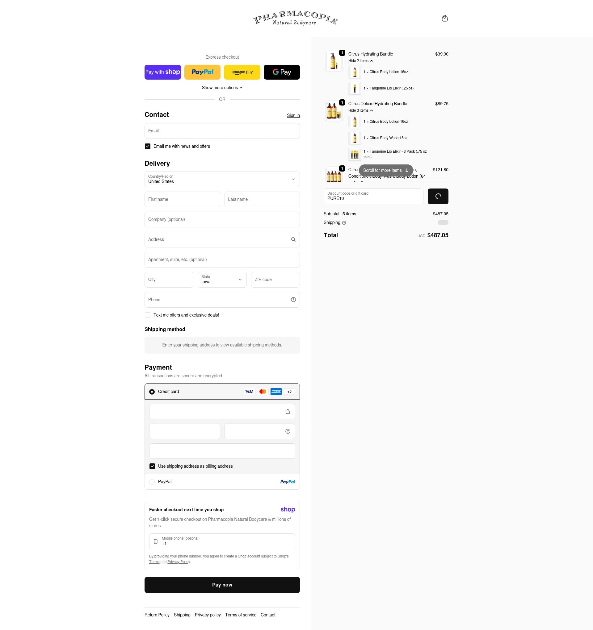 Pharmacopia checkout page showing Pharmacopia promo code box | Screenshot taken by SimplyCodes community member on Jan 7, 2026