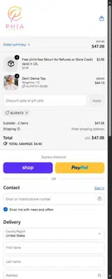 PHIA Collective coupon verification screenshot