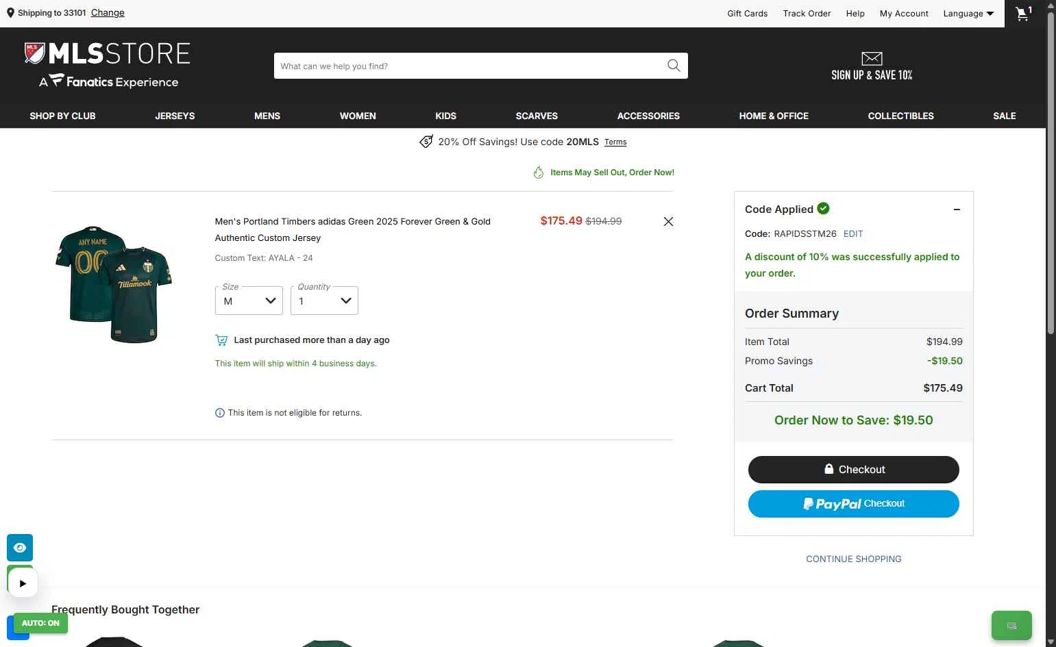 Philadelphia Union checkout page showing Philadelphia Union promo code box | Screenshot taken by SimplyCodes community member on Feb 3, 2026