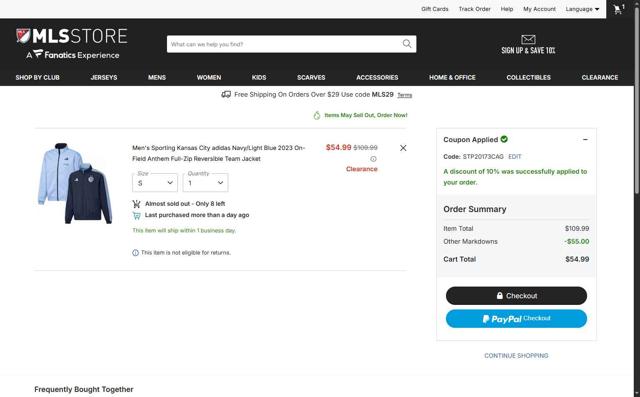 Philadelphia Union checkout page showing Philadelphia Union promo code box | Screenshot taken by SimplyCodes community member on Oct 3, 2025