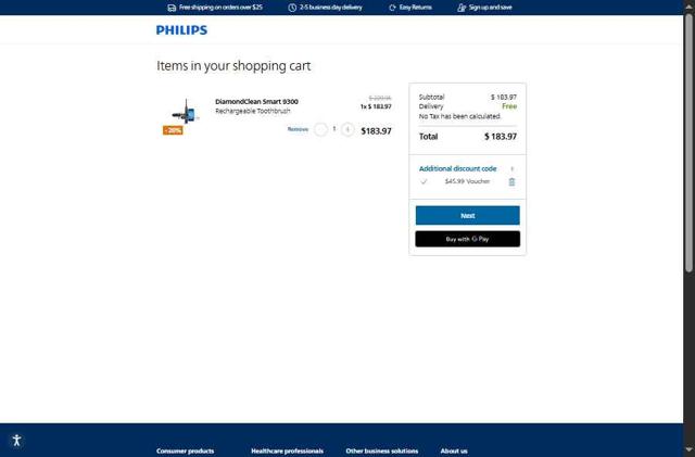 Philips Avent checkout page showing Philips Avent promo code box | Screenshot taken by SimplyCodes community member on Sep 4, 2025