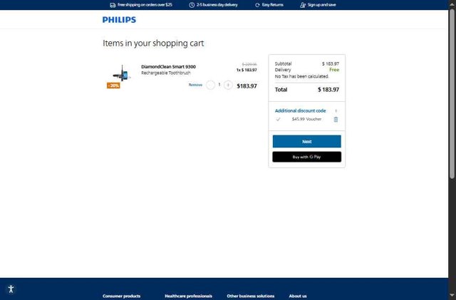 Philips Avent checkout page showing Philips Avent promo code box | Screenshot taken by SimplyCodes community member on Sep 4, 2025