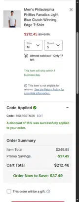 Philadelphia Phillies coupon verification screenshot