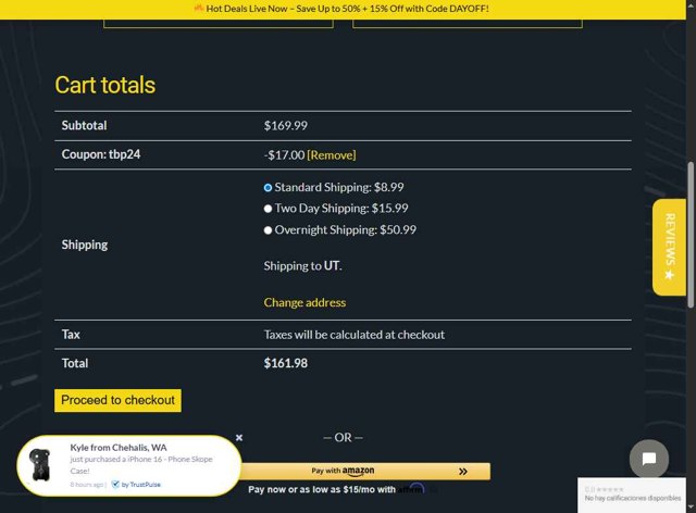 Phone Skope checkout page showing Phone Skope coupon code box | Screenshot taken by SimplyCodes community member on Sep 1, 2025