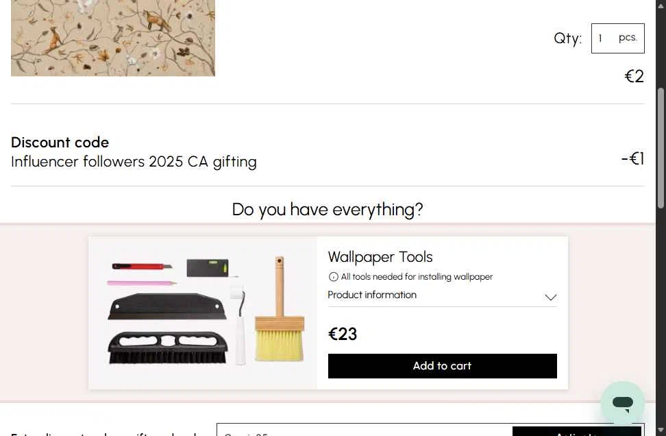 Photowall checkout page showing Photowall discount code box | Screenshot taken by SimplyCodes community member on Dec 30, 2025