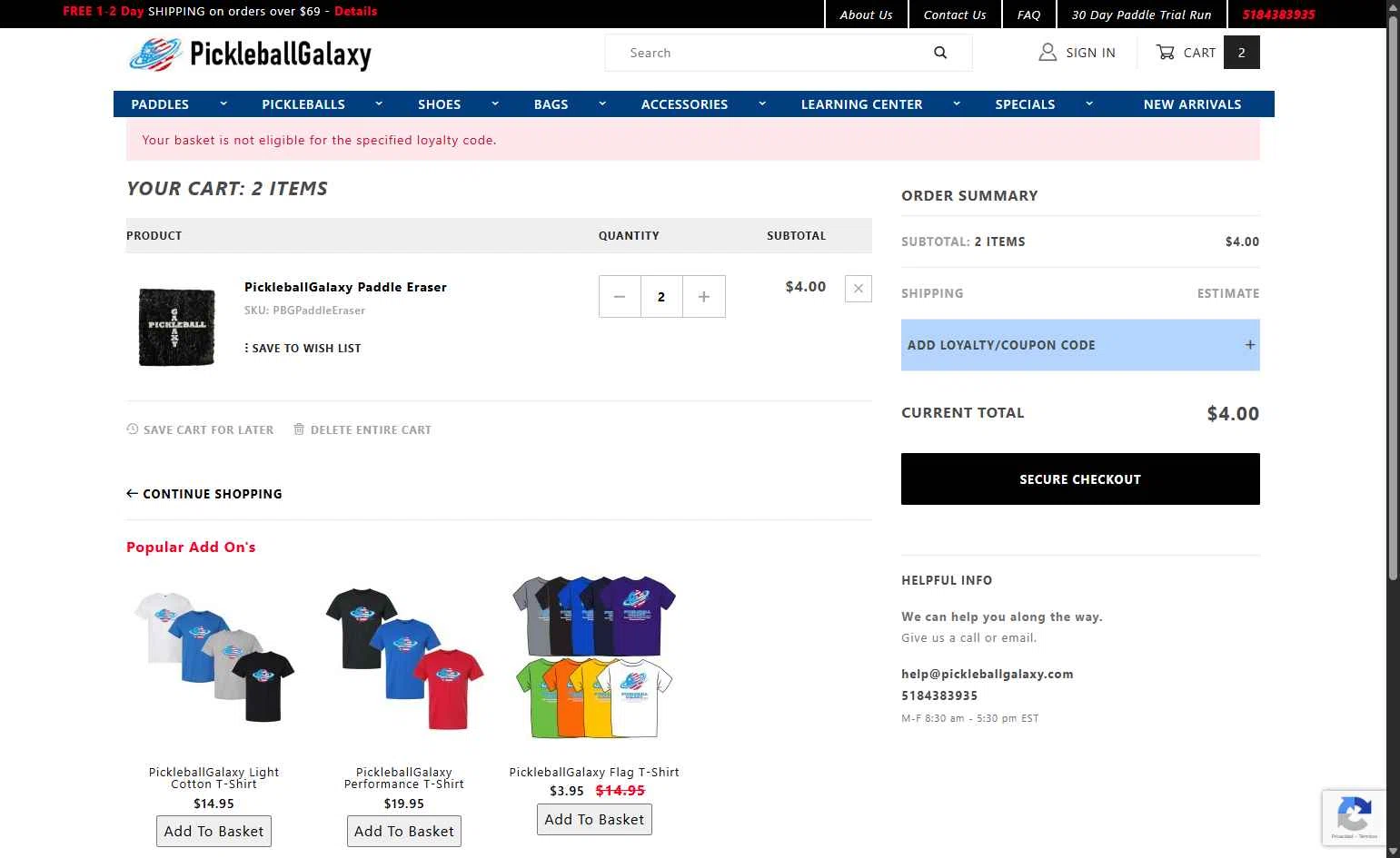 Pickleball Galaxy checkout page showing Pickleball Galaxy coupon code box | Screenshot taken by SimplyCodes community member on Feb 2, 2026