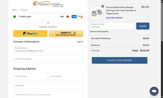 PicturesOnGold checkout page showing PicturesOnGold promo code box | Screenshot taken by SimplyCodes community member on Aug 9, 2025