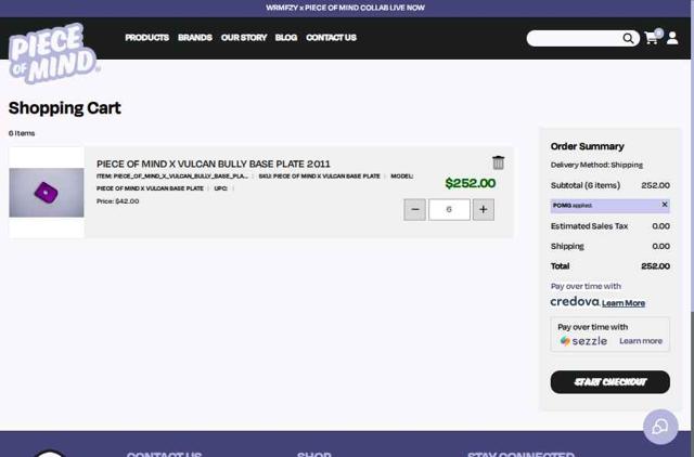 Piece of Mind checkout page showing Piece of Mind promo code box | Screenshot taken by SimplyCodes community member on Aug 28, 2025
