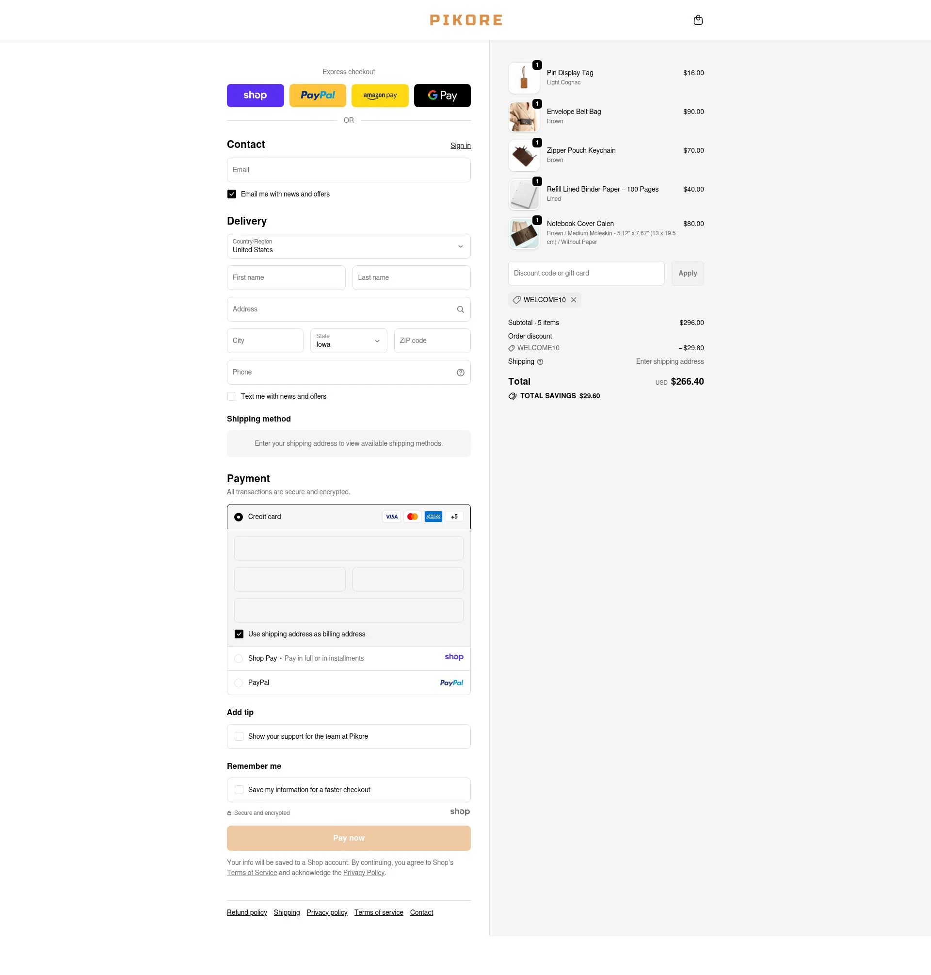Pikore checkout page showing Pikore promo code box | Screenshot taken by SimplyCodes community member on Dec 23, 2025