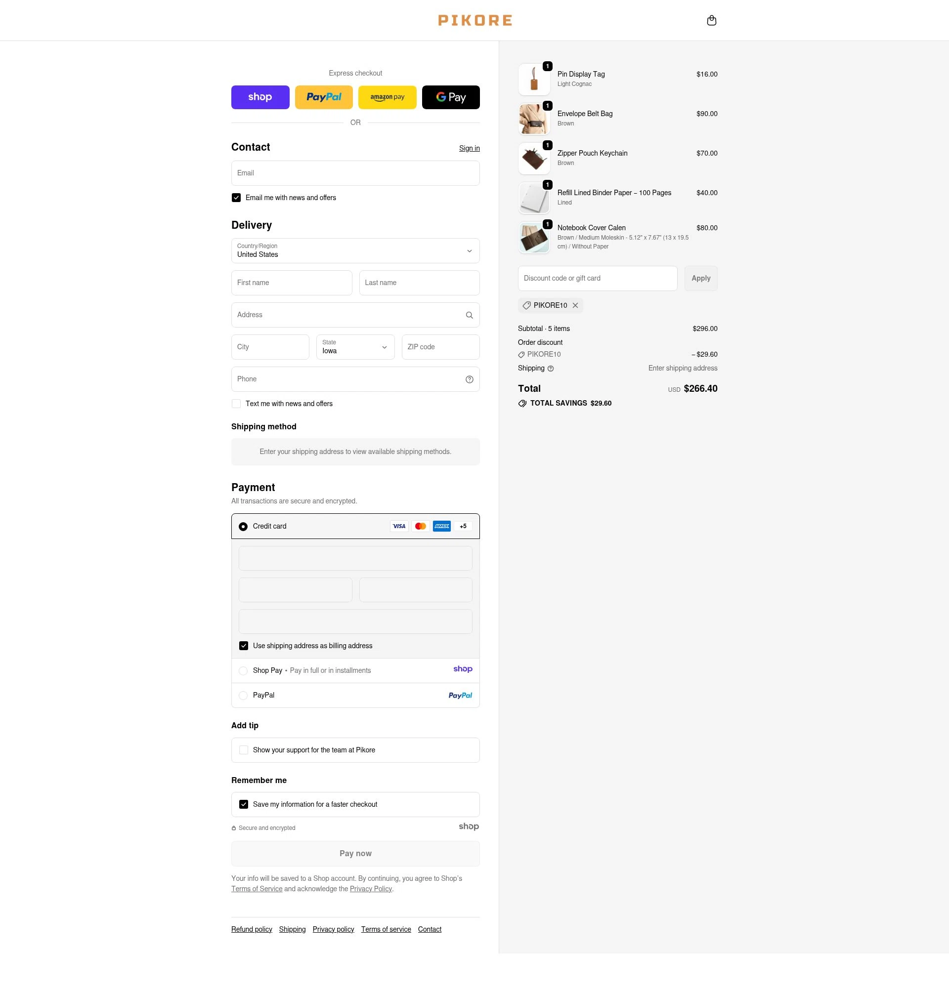 Pikore checkout page showing Pikore promo code box | Screenshot taken by SimplyCodes community member on Dec 23, 2025