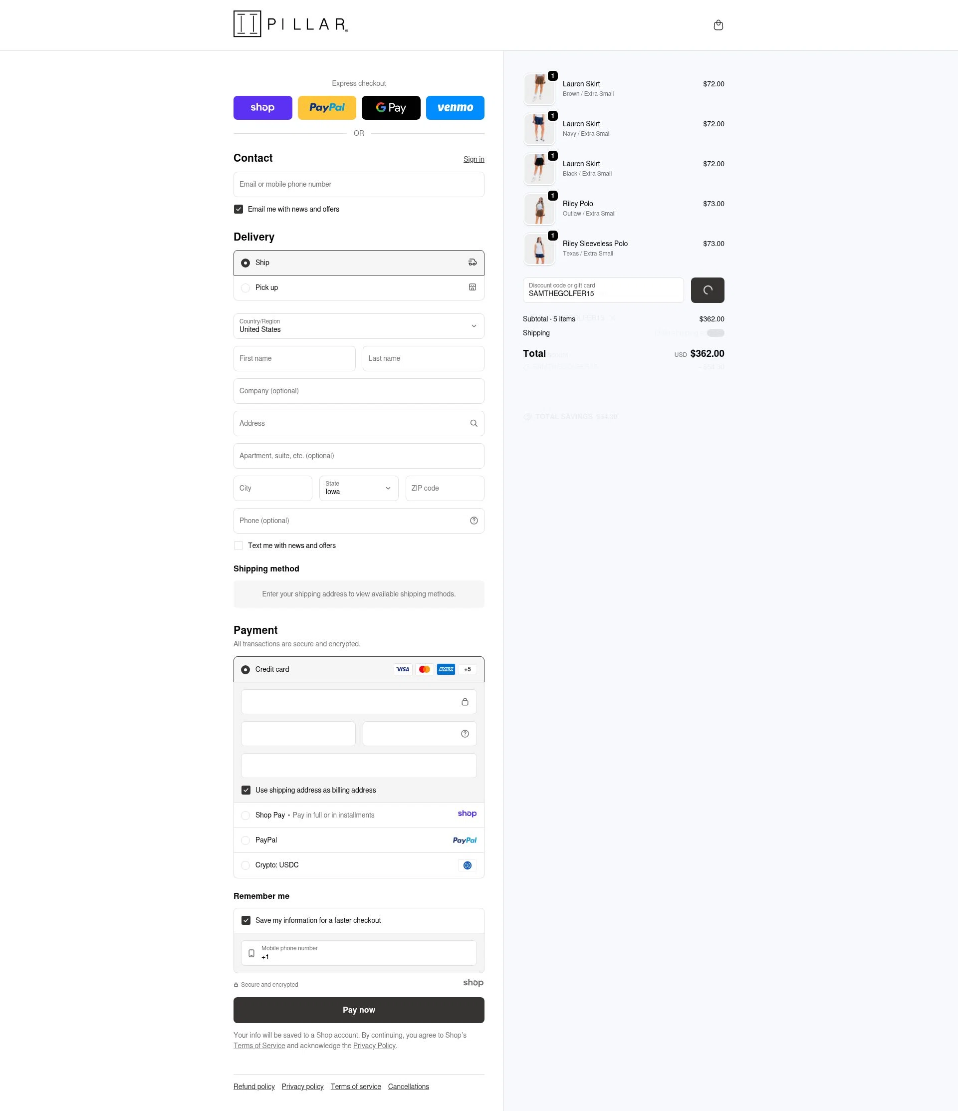 Pillar Athletics checkout page showing Pillar Athletics promo code box | Screenshot taken by SimplyCodes community member on Dec 28, 2025