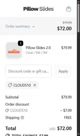 CLOUDS10 coupon verification screenshot