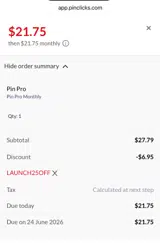 LAUNCH25OFF coupon verification screenshot