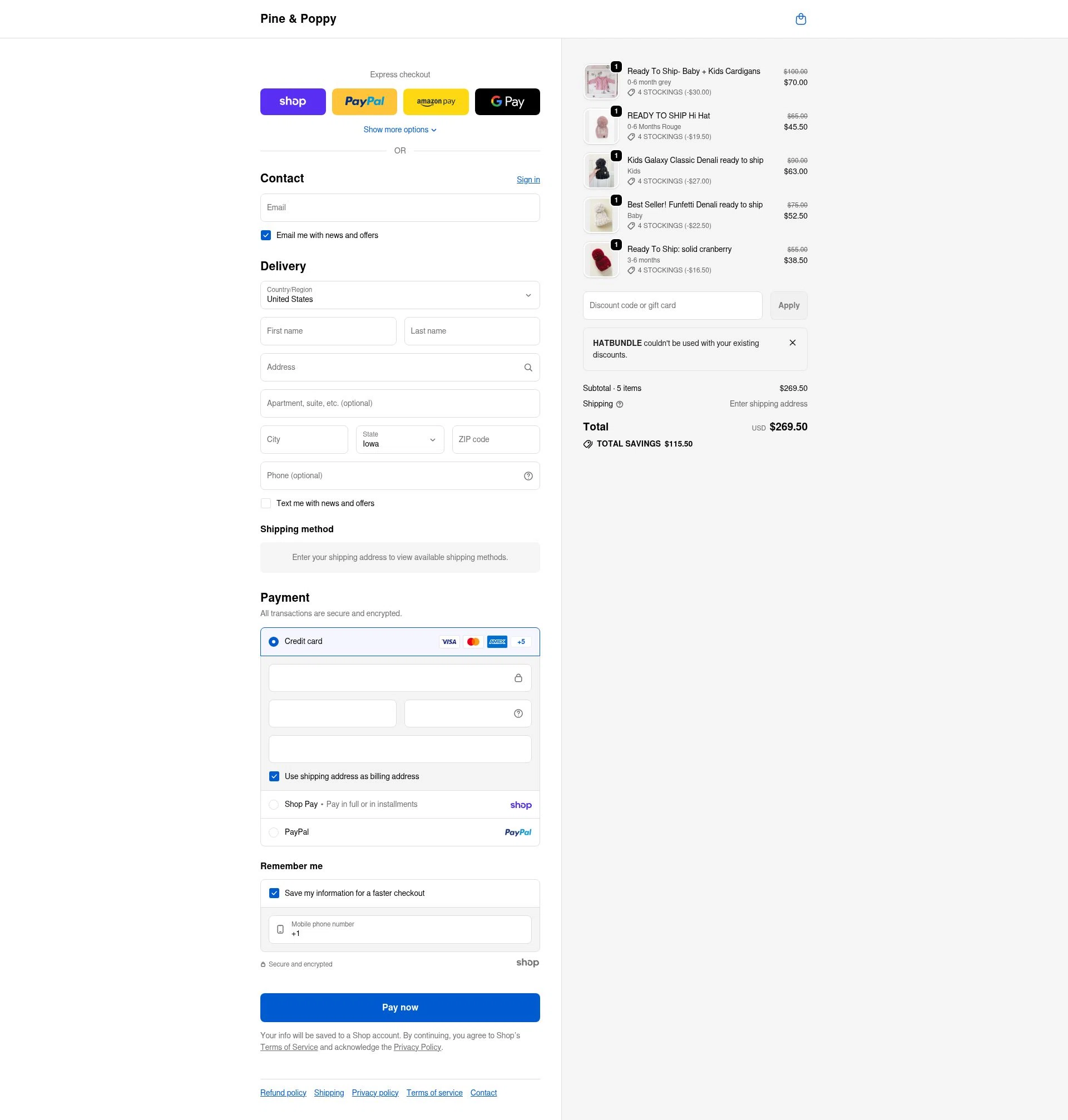 Pine & Poppy checkout page showing Pine & Poppy promo code box | Screenshot taken by SimplyCodes community member on Jan 25, 2026