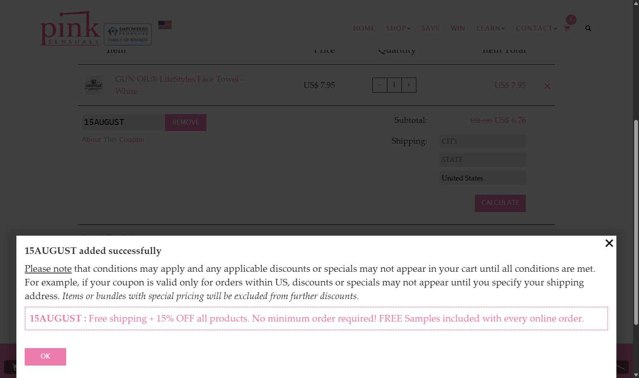 Pink checkout page showing Pink coupon code box | Screenshot taken by SimplyCodes community member on Aug 26, 2025