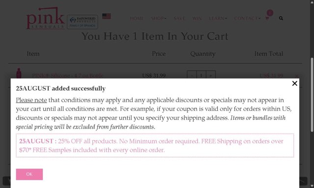 Pink checkout page showing Pink coupon code box | Screenshot taken by SimplyCodes community member on Sep 4, 2025