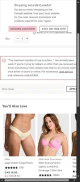 PINK by Victoria’s Secret coupon verification screenshot
