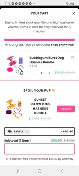 MYLO coupon verification screenshot