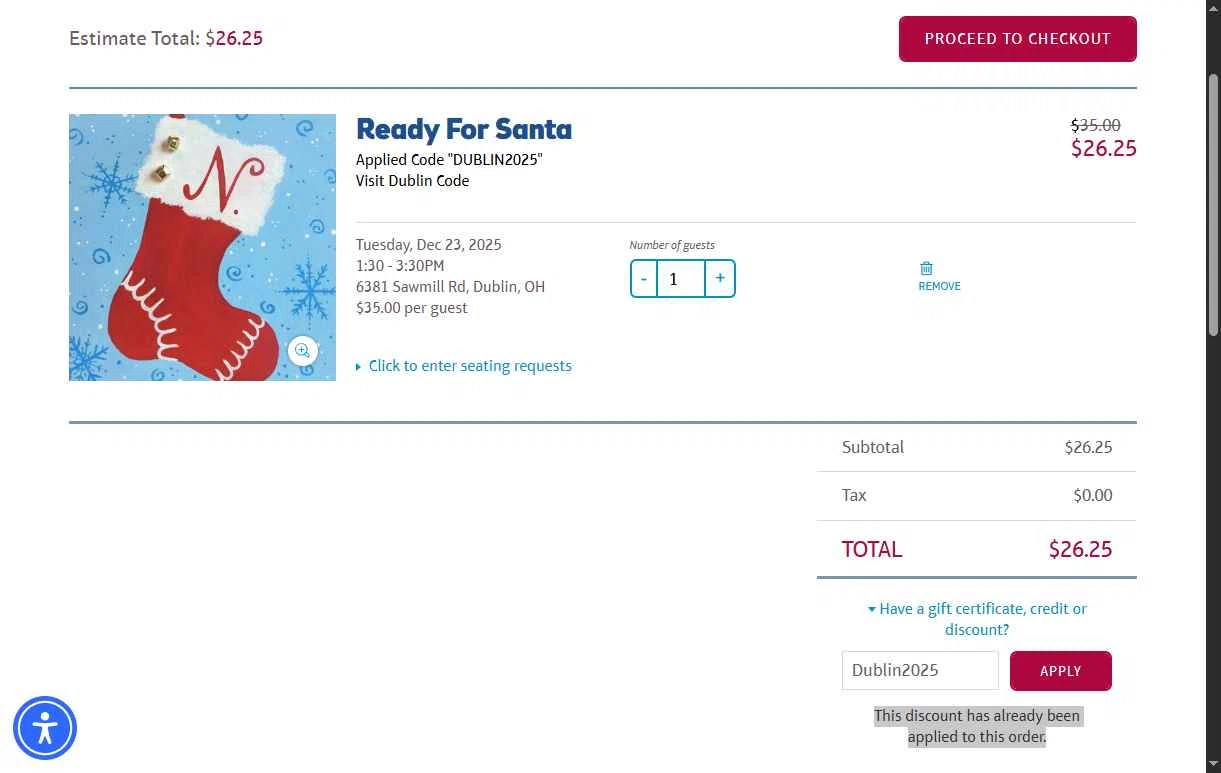 Pinot's Palette checkout page showing Pinot's Palette discount code box | Screenshot taken by SimplyCodes community member on Dec 22, 2025