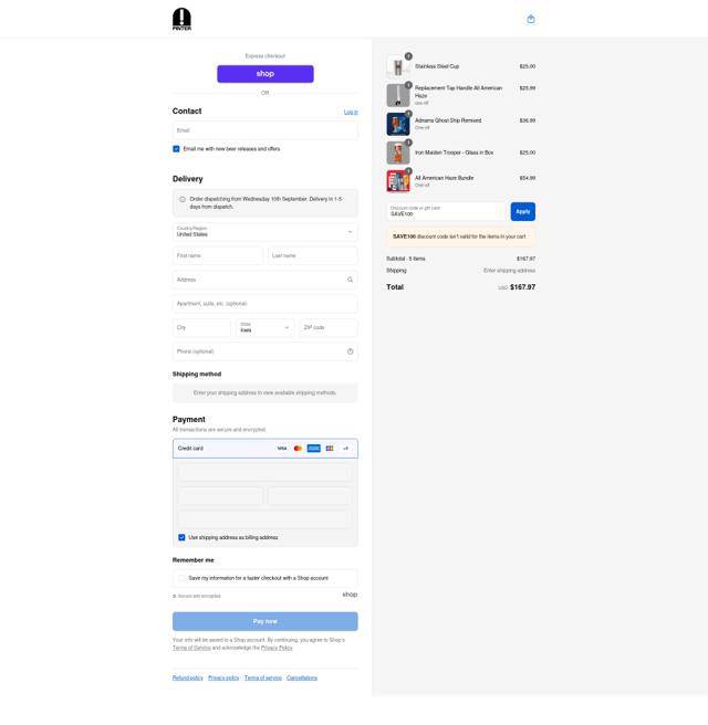 Pinter checkout page showing Pinter discount code box | Screenshot taken by SimplyCodes community member on Sep 8, 2025
