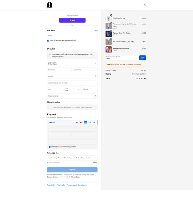 Pinter checkout page showing Pinter discount code box | Screenshot taken by SimplyCodes community member on Sep 8, 2025