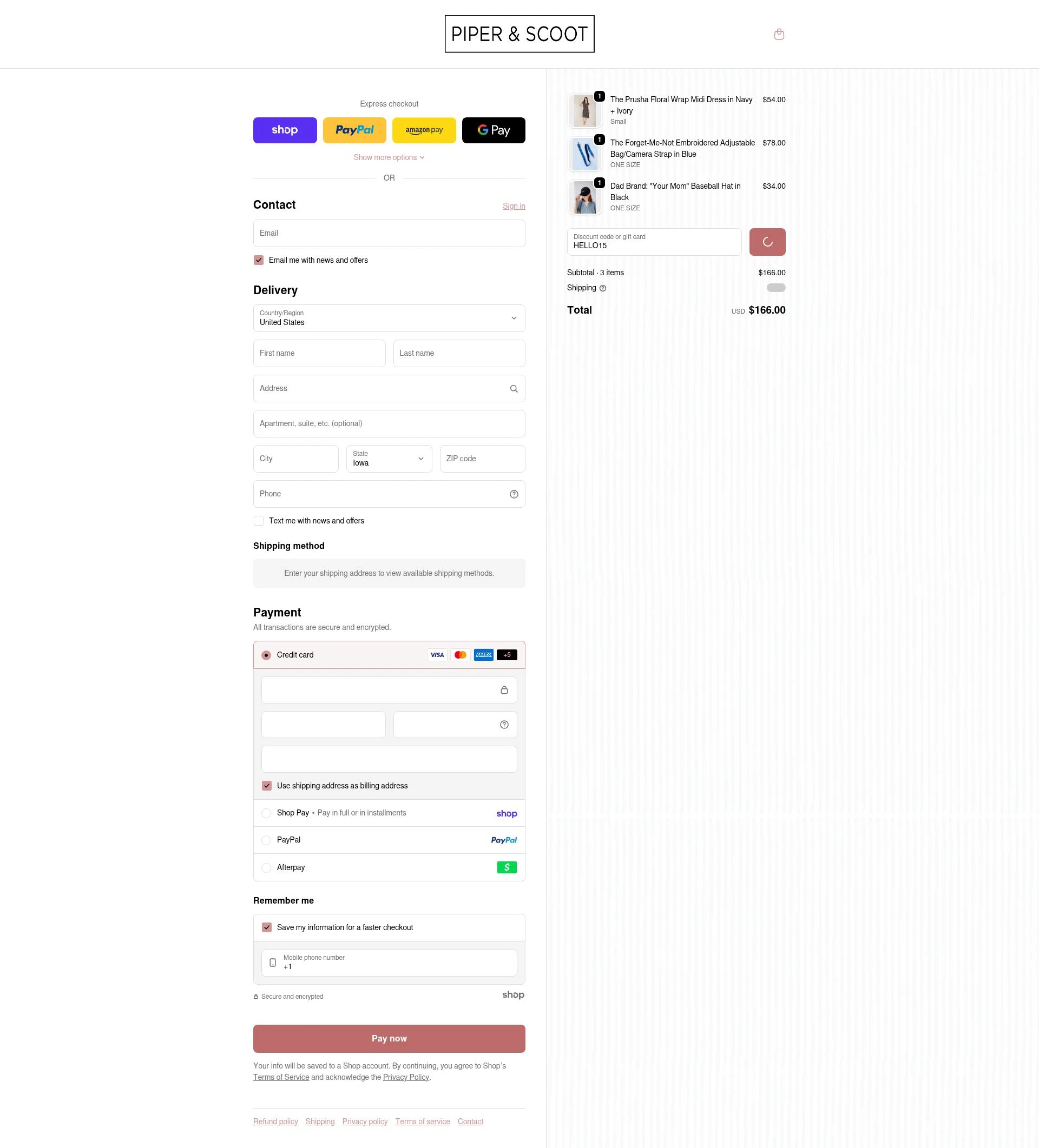 Piper & Scoot checkout page showing Piper & Scoot promo code box | Screenshot taken by SimplyCodes community member on Jan 28, 2026