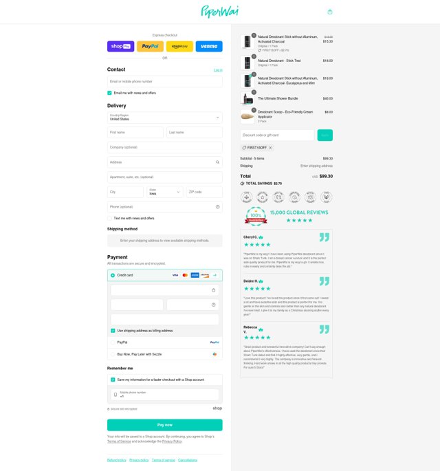 PiperWai checkout page showing PiperWai promo code box | Screenshot taken by SimplyCodes community member on Aug 15, 2025