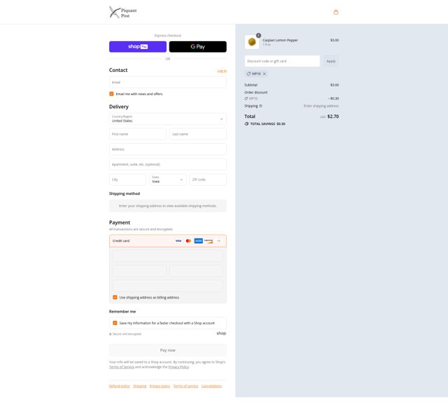 Piquant Post checkout page showing Piquant Post discount code box | Screenshot taken by SimplyCodes community member on Aug 21, 2025