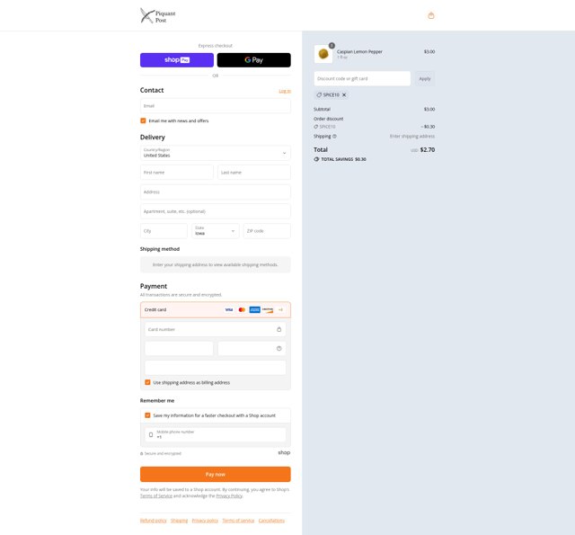 Piquant Post checkout page showing Piquant Post discount code box | Screenshot taken by SimplyCodes community member on Aug 21, 2025