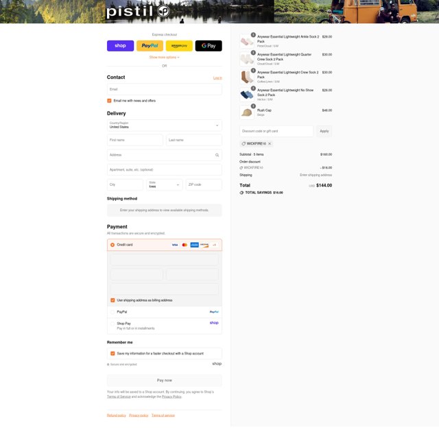 Pistil checkout page showing Pistil promo code box | Screenshot taken by SimplyCodes community member on Sep 2, 2025