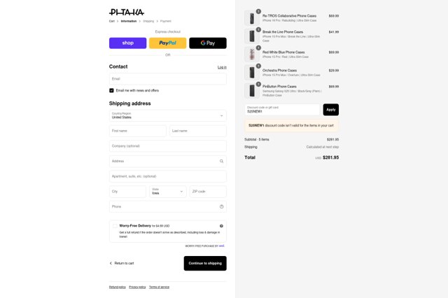 Pitaka checkout page showing Pitaka discount code box | Screenshot taken by SimplyCodes community member on Aug 28, 2025