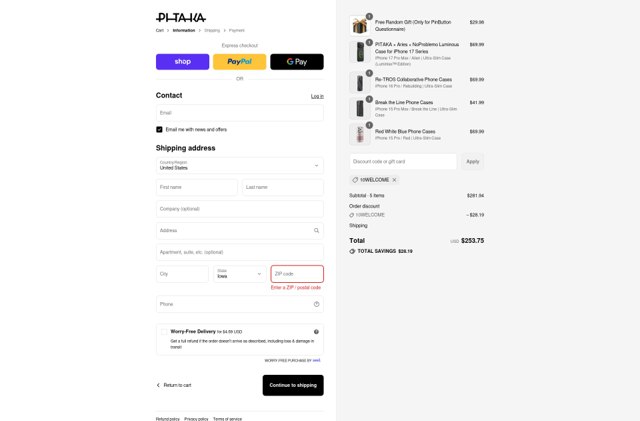 Pitaka checkout page showing Pitaka discount code box | Screenshot taken by SimplyCodes community member on Sep 1, 2025