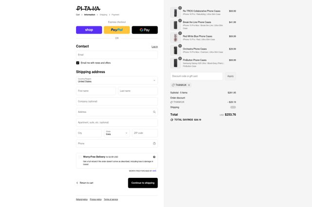 Pitaka checkout page showing Pitaka discount code box | Screenshot taken by SimplyCodes community member on Aug 28, 2025