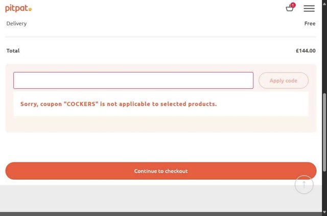PitPat checkout page showing PitPat discount code box | Screenshot taken by SimplyCodes community member on Sep 2, 2025