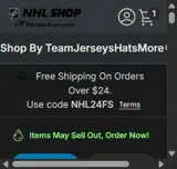 NHLGIFT15 coupon verification screenshot