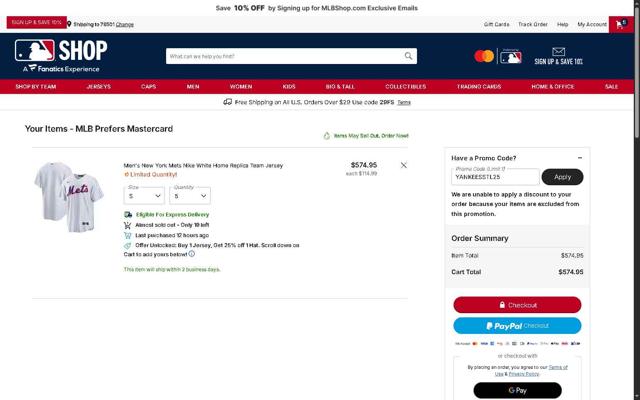 Pittsburgh Pirates checkout page showing Pittsburgh Pirates promo code box | Screenshot taken by SimplyCodes community member on Sep 7, 2025