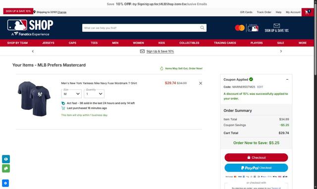 Pittsburgh Pirates checkout page showing Pittsburgh Pirates promo code box | Screenshot taken by SimplyCodes community member on Oct 3, 2025
