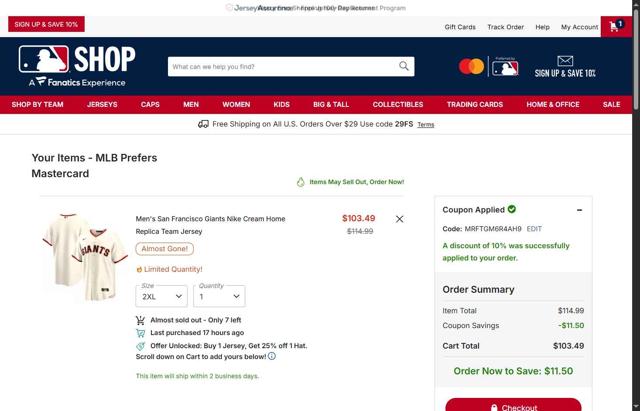 Pittsburgh Pirates checkout page showing Pittsburgh Pirates promo code box | Screenshot taken by SimplyCodes community member on Sep 3, 2025
