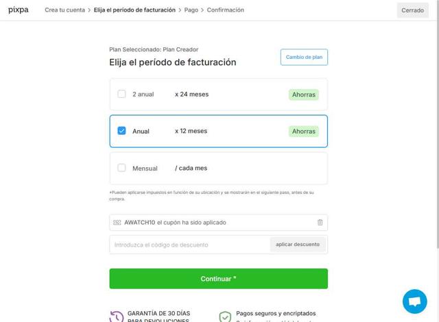Pixpa checkout page showing Pixpa discount code box | Screenshot taken by SimplyCodes community member on Aug 19, 2025