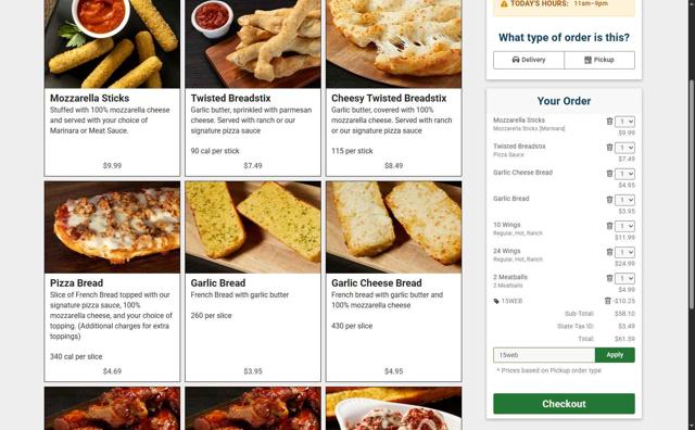 Pizza Factory checkout page showing Pizza Factory coupon code box | Screenshot taken by SimplyCodes community member on Aug 27, 2025