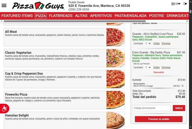 Pizza Guys checkout page showing Pizza Guys coupon code box | Screenshot taken by SimplyCodes community member on Sep 4, 2025