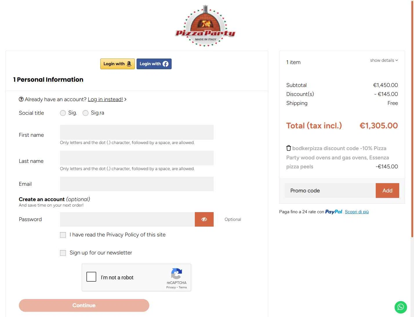 Pizza Party Shop checkout page showing Pizza Party Shop promo code box | Screenshot taken by SimplyCodes community member on Jan 11, 2026