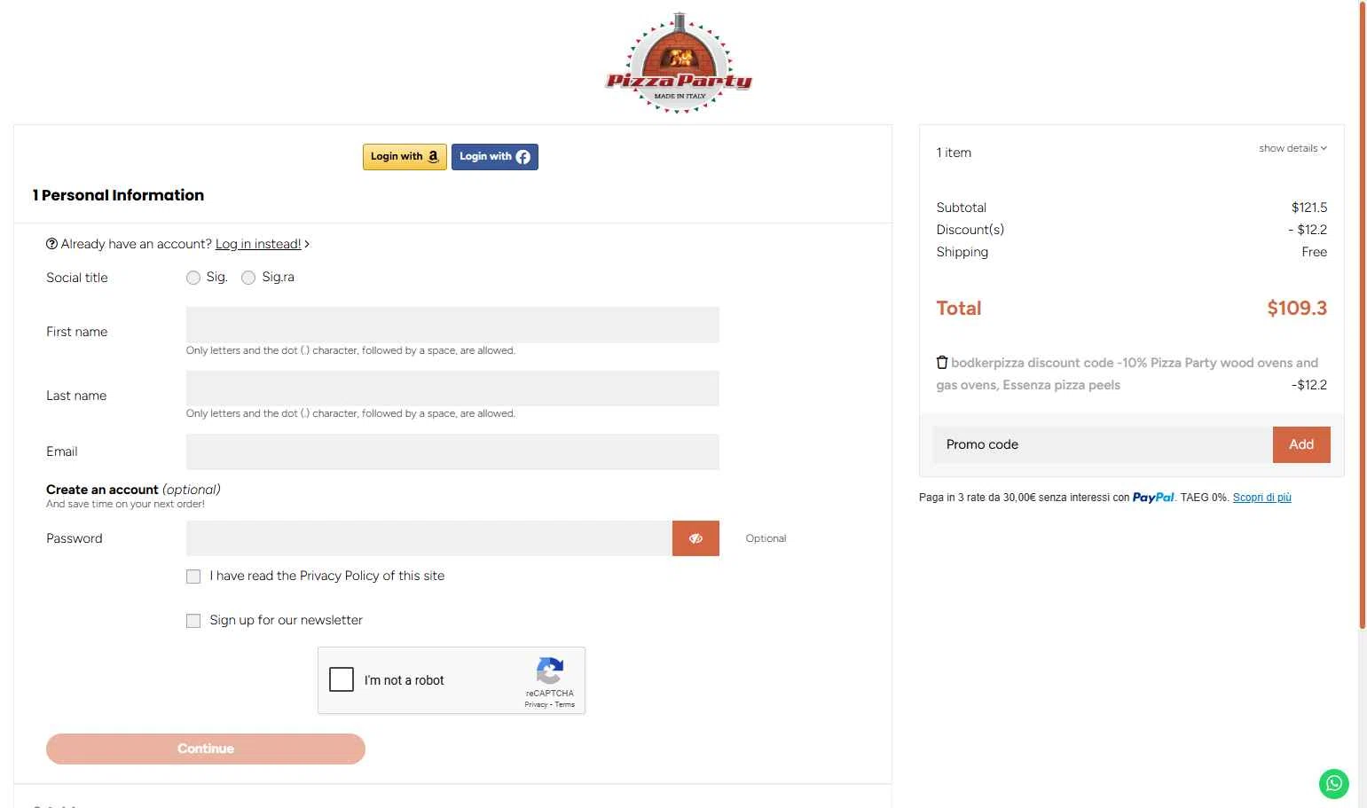 Pizza Party Shop checkout page showing Pizza Party Shop promo code box | Screenshot taken by SimplyCodes community member on Oct 16, 2025