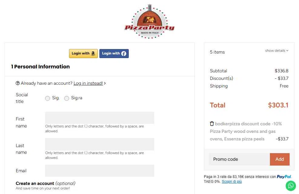 Pizza Party Shop checkout page showing Pizza Party Shop promo code box | Screenshot taken by SimplyCodes community member on Oct 16, 2025