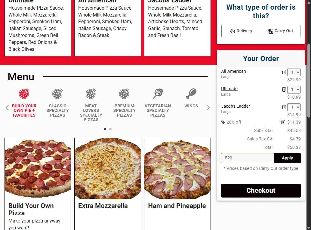 Pizza Pirates checkout page showing Pizza Pirates coupon code box | Screenshot taken by SimplyCodes community member on Nov 27, 2025