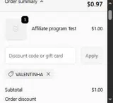 VALENTINHA coupon verification screenshot