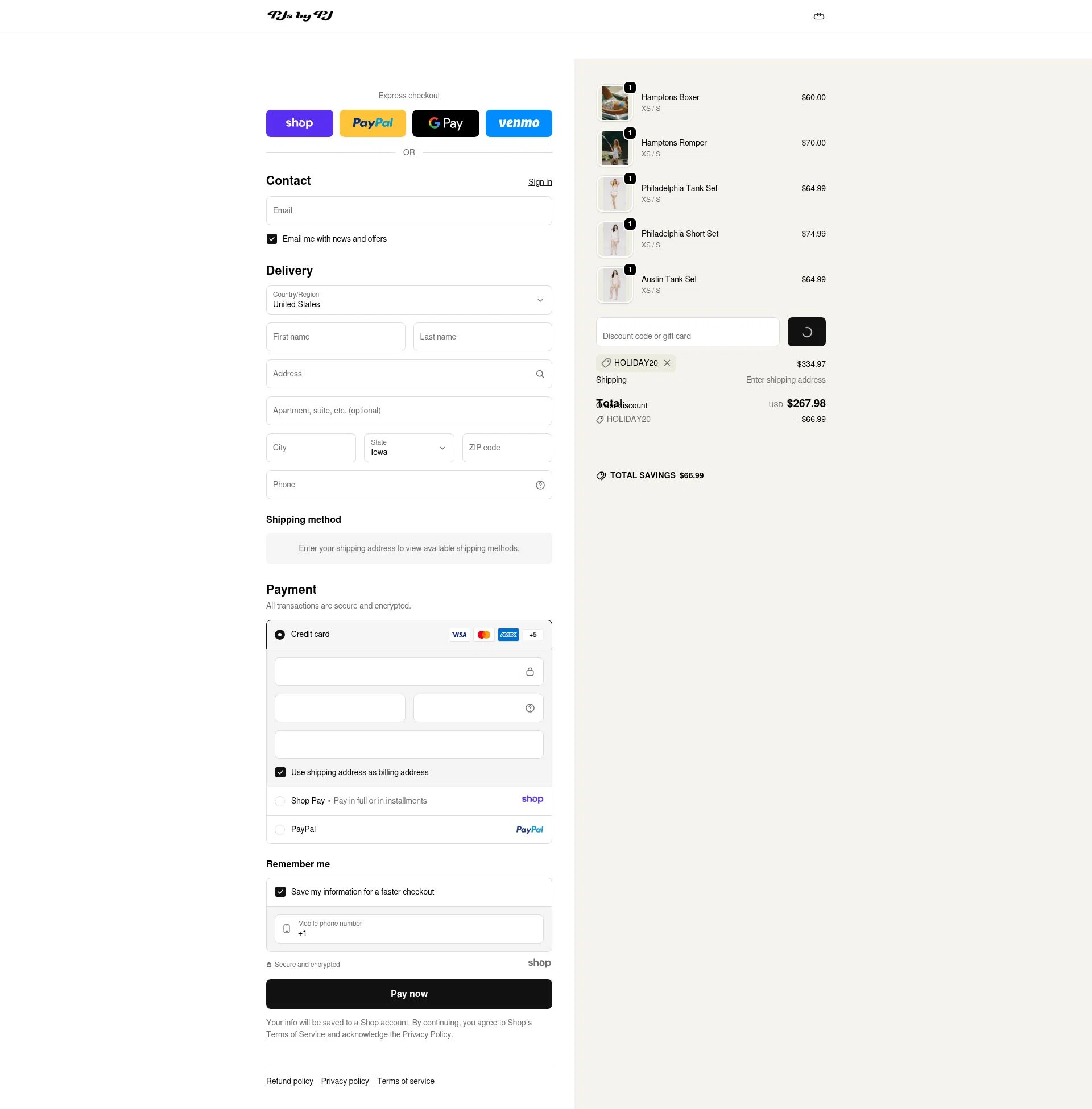 PJs by PJ checkout page showing PJs by PJ discount code box | Screenshot taken by SimplyCodes community member on Dec 31, 2025