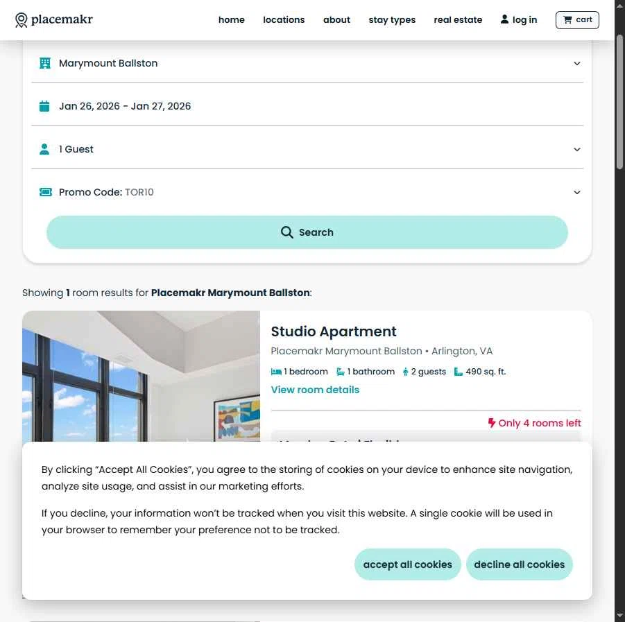 Placemakr checkout page showing Placemakr promo code box | Screenshot taken by SimplyCodes community member on Jan 25, 2026